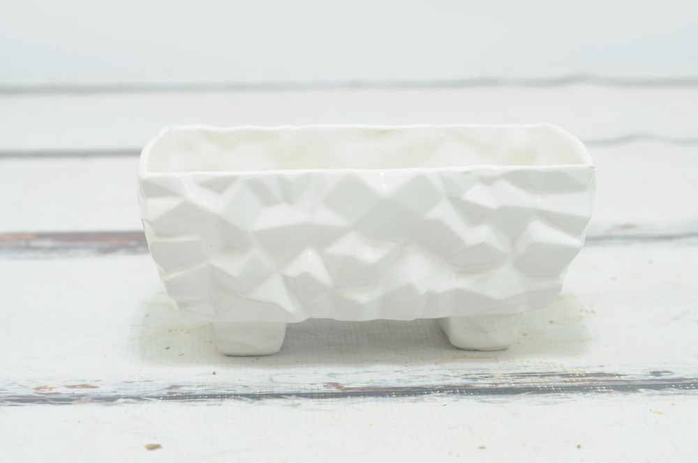 Vintage . McCoy Geometric Pottery White Rectangular Window Box Planter Flower #2