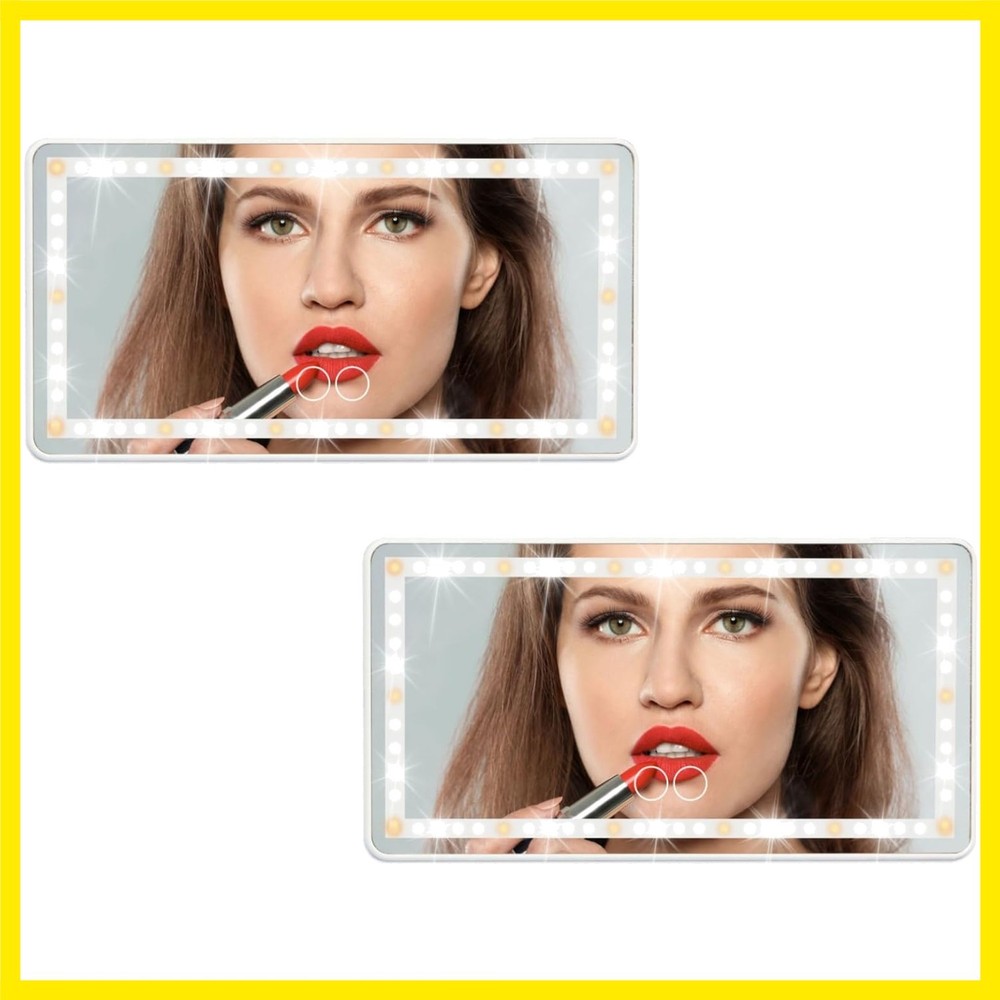 2 Pack Rechargeable LED Car Visor Mirror with Light - 3 Color Modes, Dimmable...