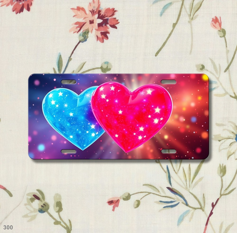 Modern Hearts License Plate Name Plate Front Bumper Plate Unique Gift