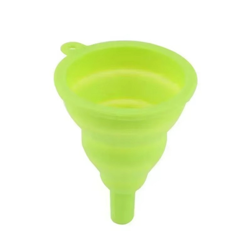 Green Mini Silicone Gel Foldable Collapsible Style Funnel Hopper Kitchen Tool