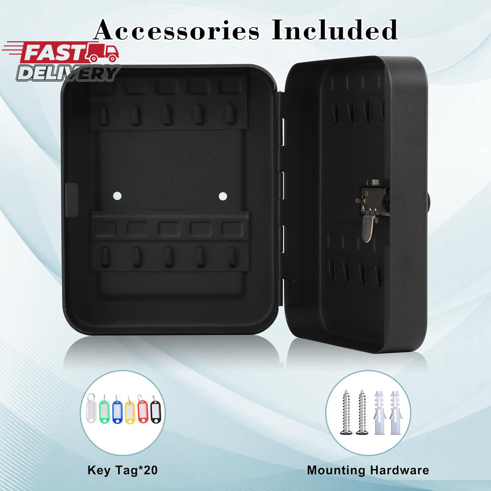 KYODOLED 20 Key Storage Lock Box with Code, Key Cabinet Organizer Wall Mount wit