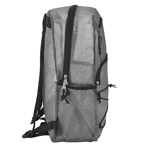 Deluxe See Through Mesh Backpack with Bungee Cord & Adjustable Padded Grey
