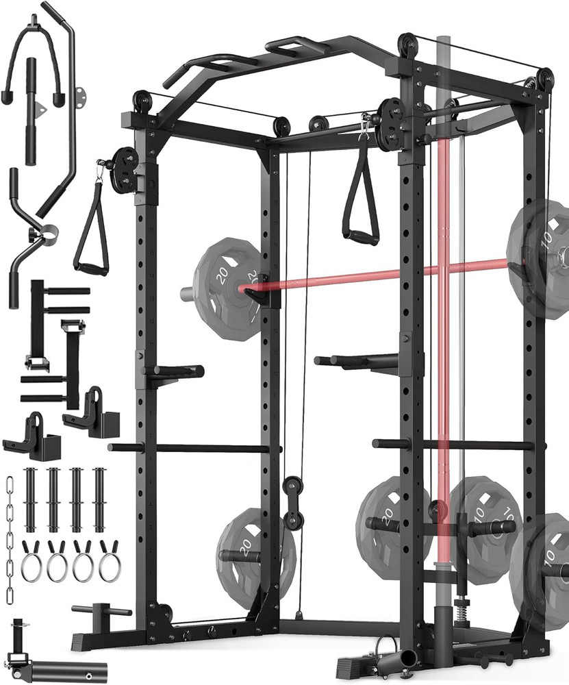 Power Cage, Multi-Functional Power Racks for Home Gym with Cable Crossover Syste