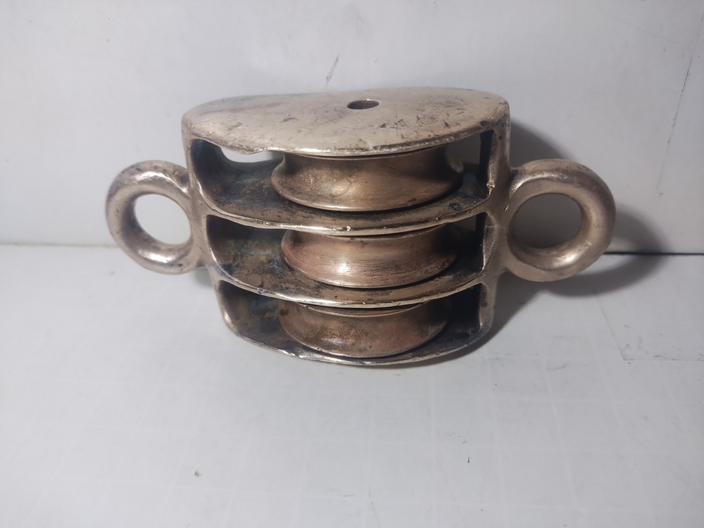 Antique Heavy Solid Brass Nautical Rigging Pulley