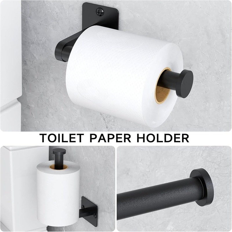 4 Piece Bathroom Hardware Set Towel Bar Ring Holder Hook Rustproof Matte Finish
