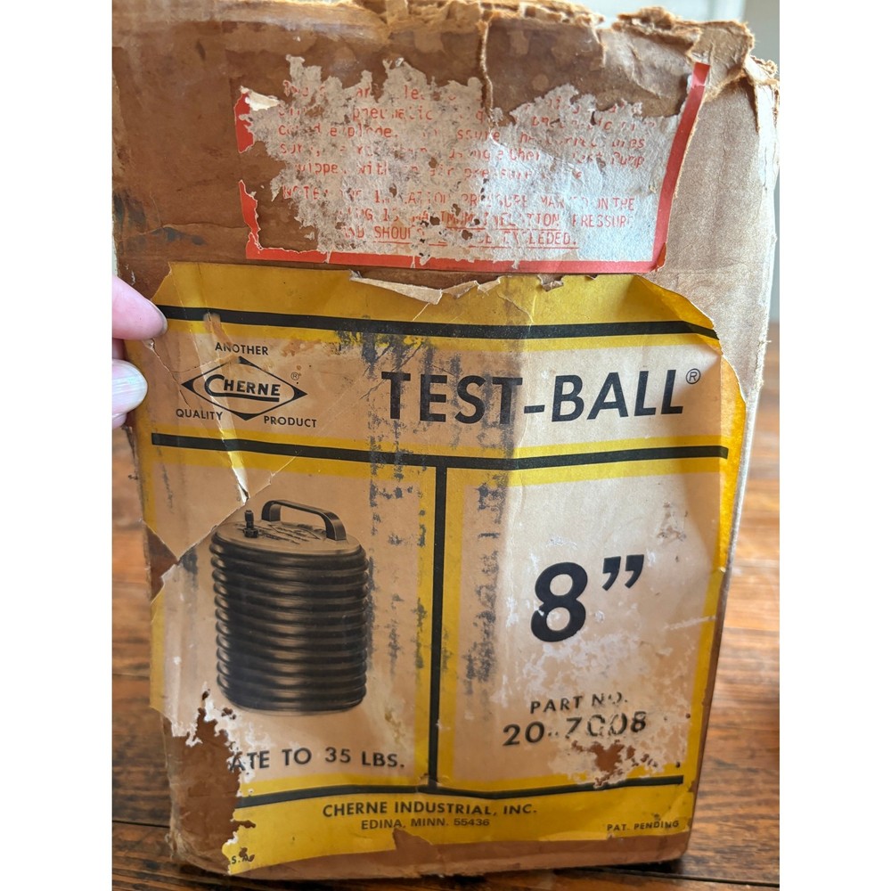 NIB Cherne 8” Test Ball NO 7008