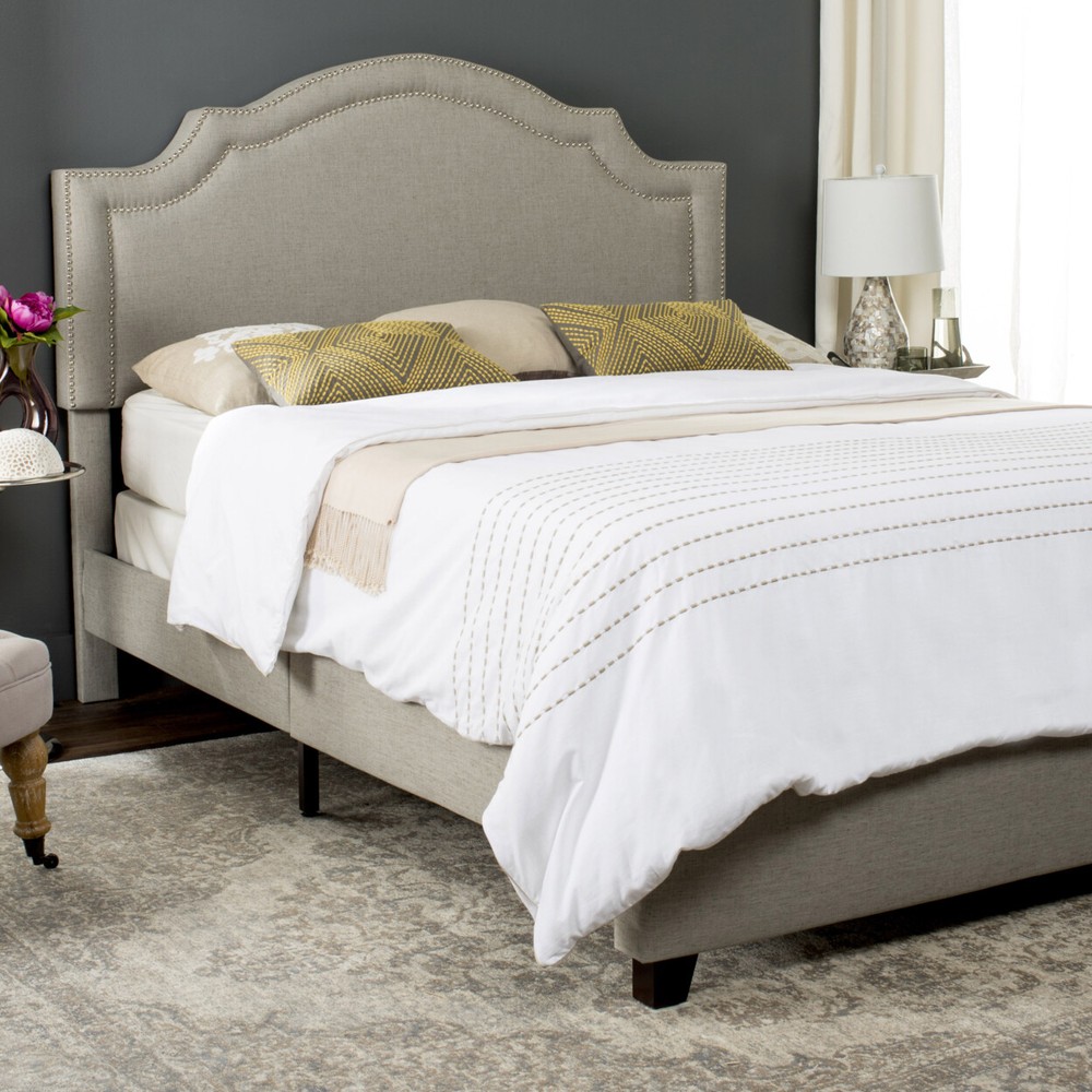 SAFAVIEH Theron Bed | Light Grey | Full |