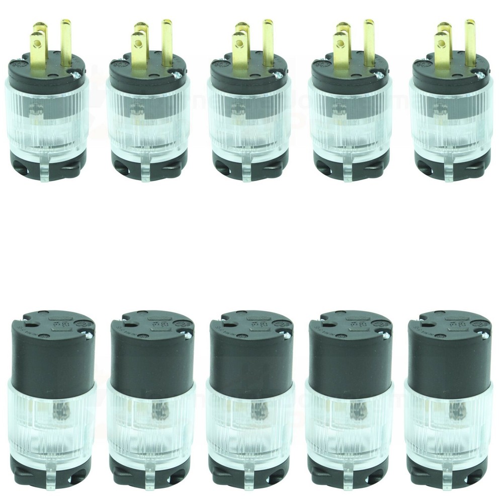 Lighted Male Female Extension Cord Replacement Ends 15 Amp Power Plug Repair LIT