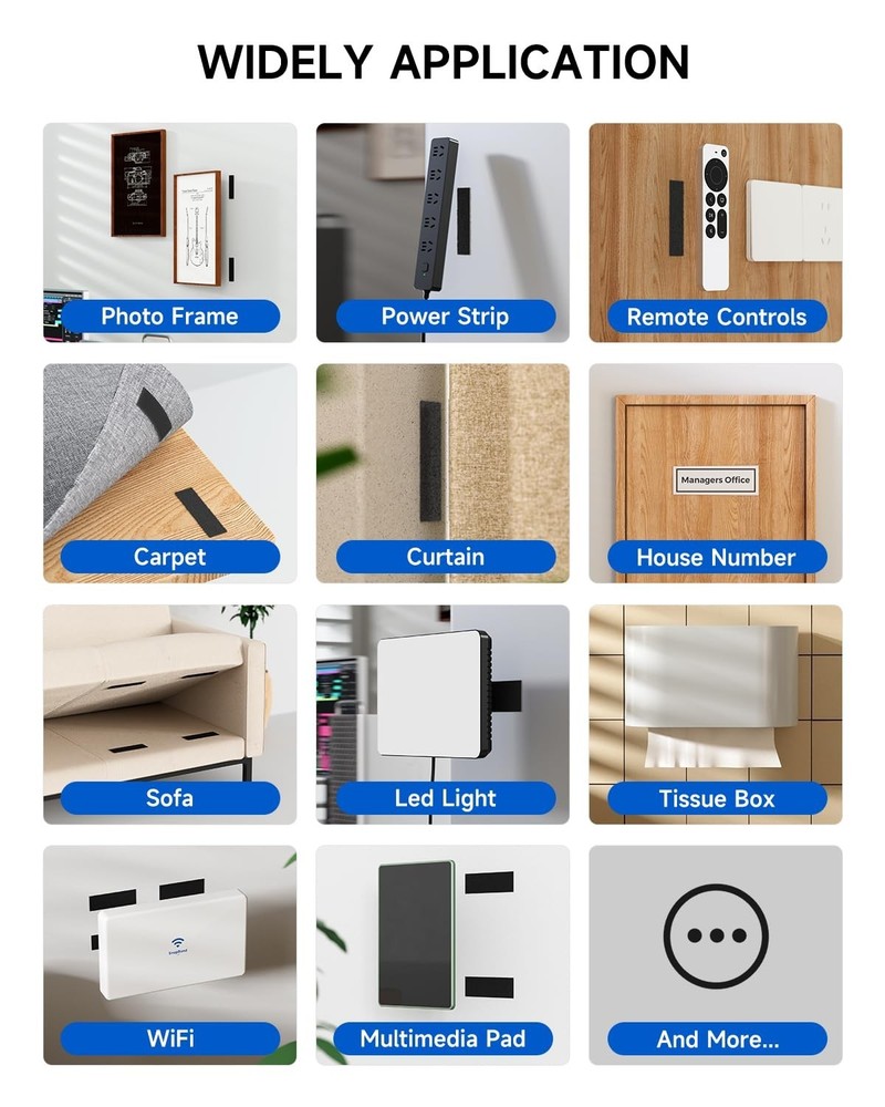 Repositionable Adhesive Hook and Loop Strips - 16 Sets, Ideal for DIY Projects