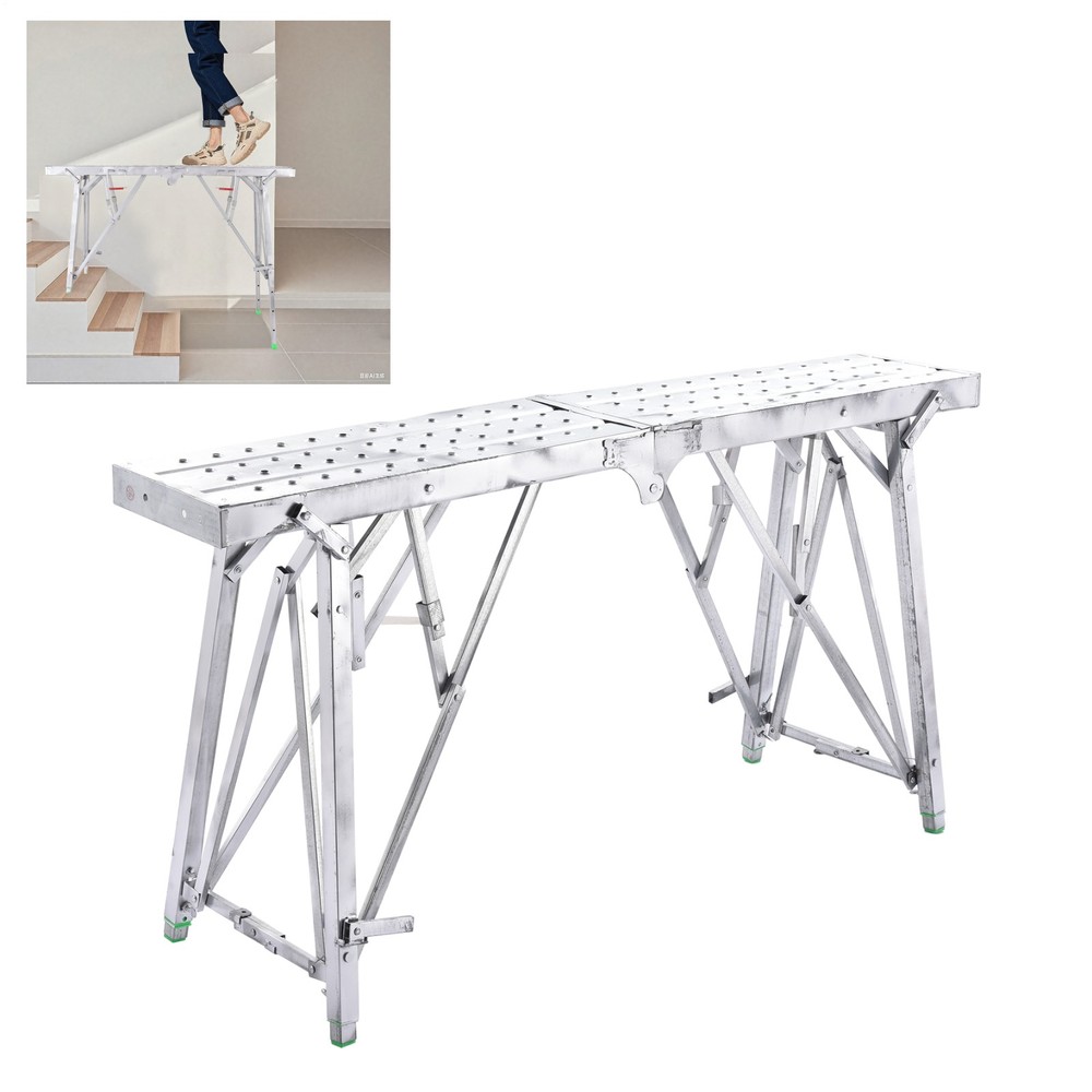 Work Platform Adjustable Height Portable Scaffolding Platform 330 Lb Load US