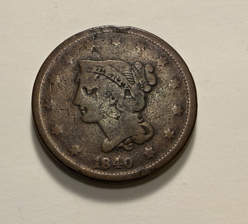 1840 'Small Date' Braided Hair Large Cent