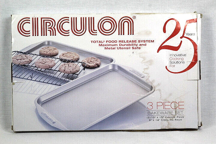Circulon 3 Piece Bakeware Set Cookie Pans & Cooling Rack Nonstick