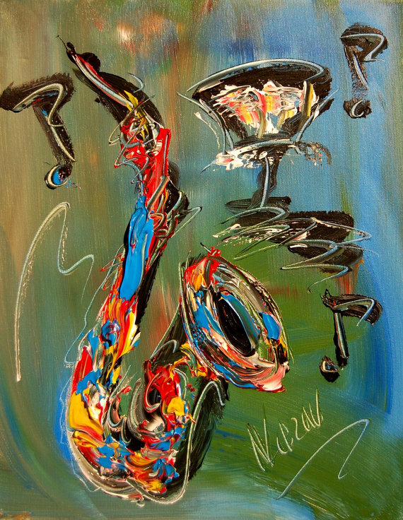 IMPRESSIONIST MODERN ART STRETCHED CANVAS  MUSIC COFFEE LANDSCAPE EWEG