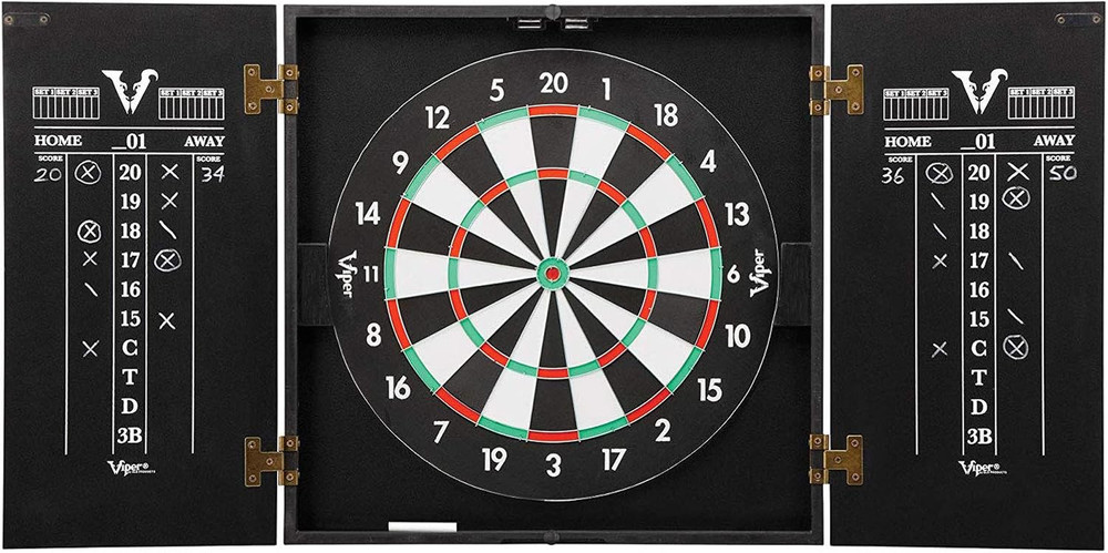 Viper Hideaway Dartboard Bundle with Darts & Reversible Game - Black Finish