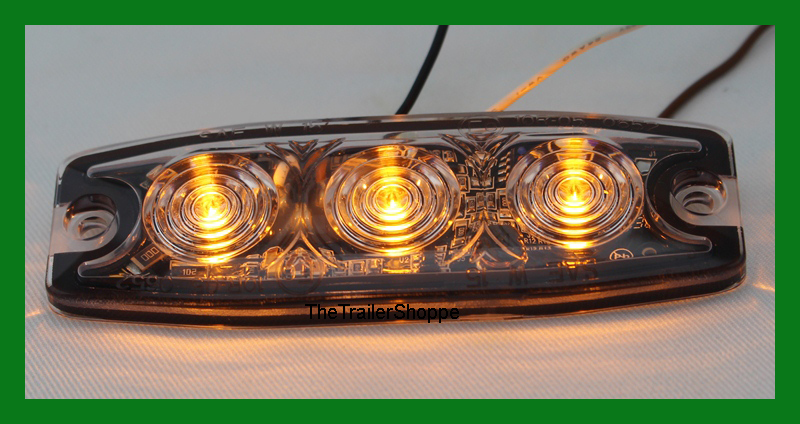 High Power 3 LED 1/4" Super Thin Amber Clear Lens Strobe Warning Surface Mount