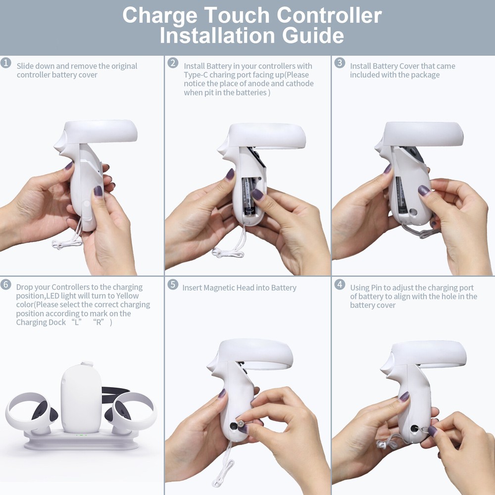 Magnetic Charging Station with Battery for Quest 2 VR Headset Controller