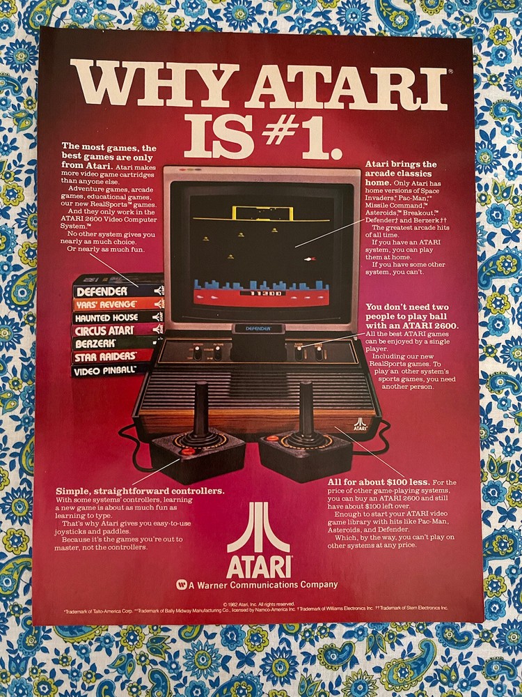 Vintage 1982 Atari Print Ad Why Atari Is #1 Ad Only