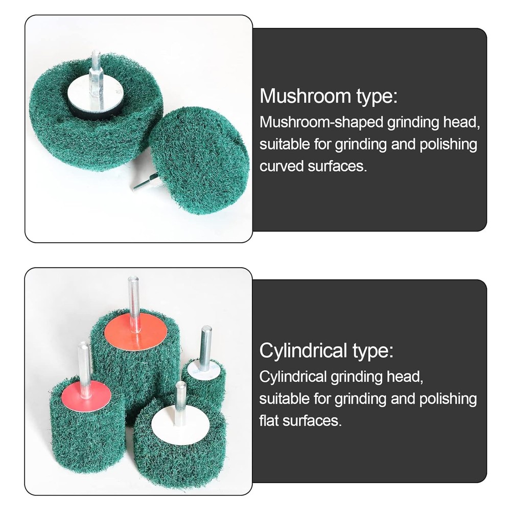 6PCS Non Woven Abrasive Buffing Polishing Wheel Drill Attachment Set 6PC