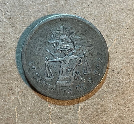 Mexico - 1875 GoS Silver 50 Centavos - Popular