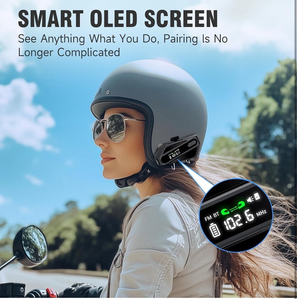 Motorcycle Helmet Bluetooth Headset,C6 Helmet Speakers With 2 Type Mics,Intercom