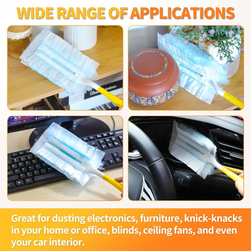 60 Count Electrostatic Duster Refills Compatible with Swiffer Duster,Multi-Su...