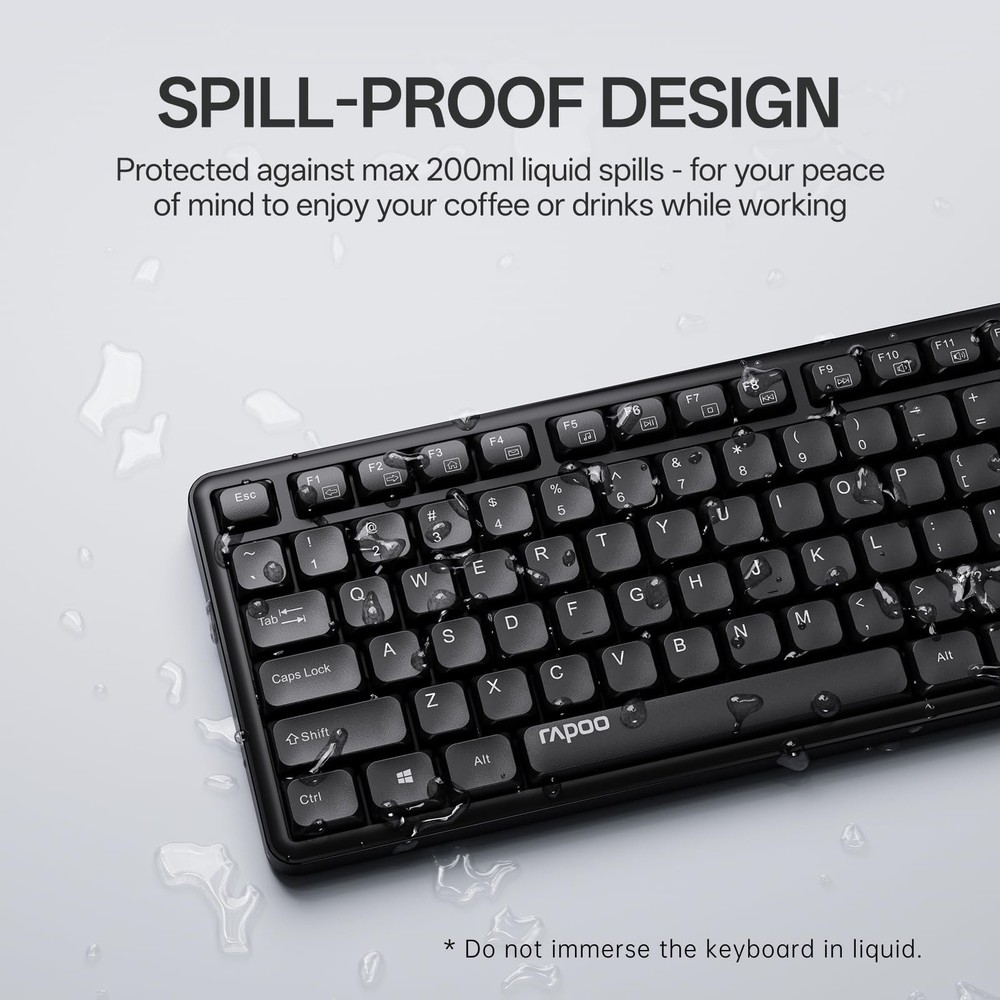 Black X2100 Quiet Wireless Keyboard Mouse Combo 2.4GHz USB Receiver FullSize