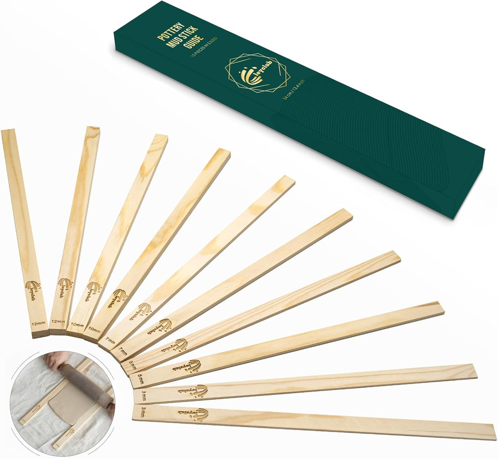 Pottery Rolling Pin Guides, Clay Tools, 5-Size Mud Stick Guide for Precise Clay