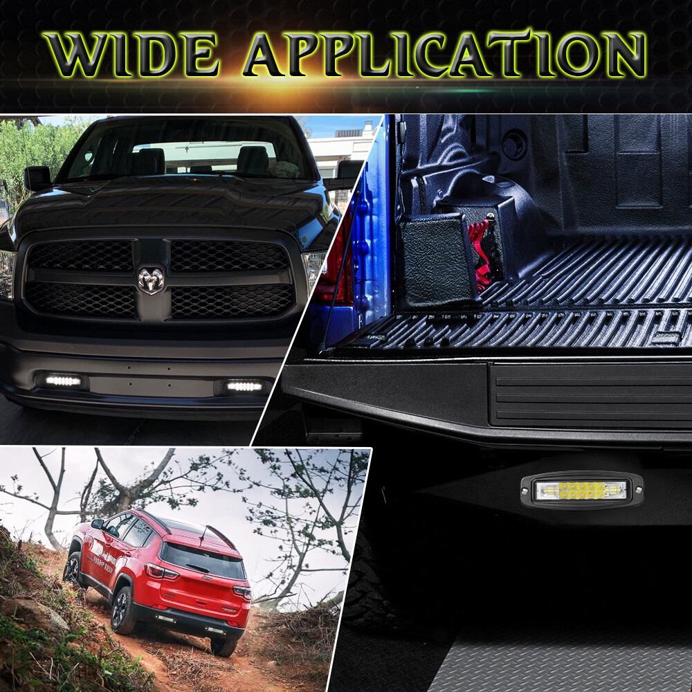 2X 7" Flush Mount LED Pods Work Light Bar Combo Driving Reverse Off Road UTV 12V