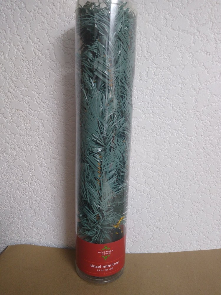 December Home 24 in. Tinsel Mini Tree Green