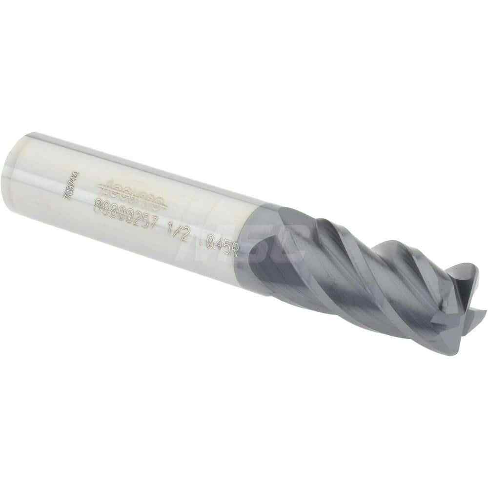 Accupro 1/2" Diam 4 Flute Single End Solid Carbide 0.045" Corner Radius End M...