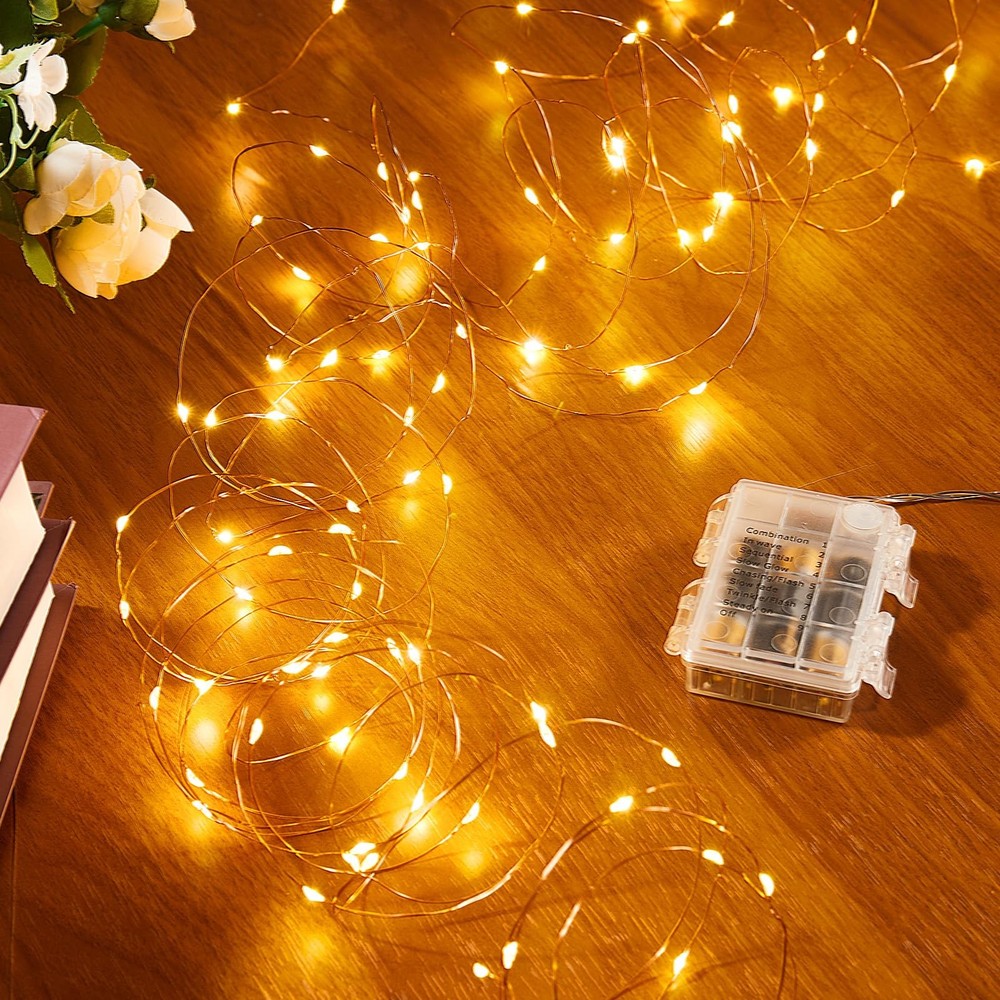 2 Pack 16.4 Ft. Battery Operated Outdoor String Lights with Remote & Timer, L...