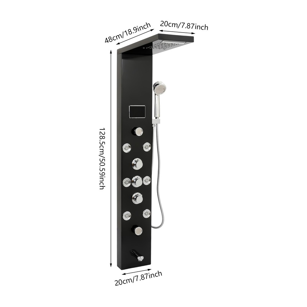 LED 3-Handle Shower Kit Rainfall Shower Panel Tower System Shower Head Waterfall