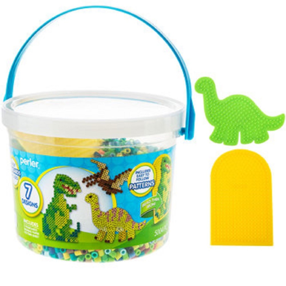 2 Buckets Perler Dinosaur Beads and Patterns