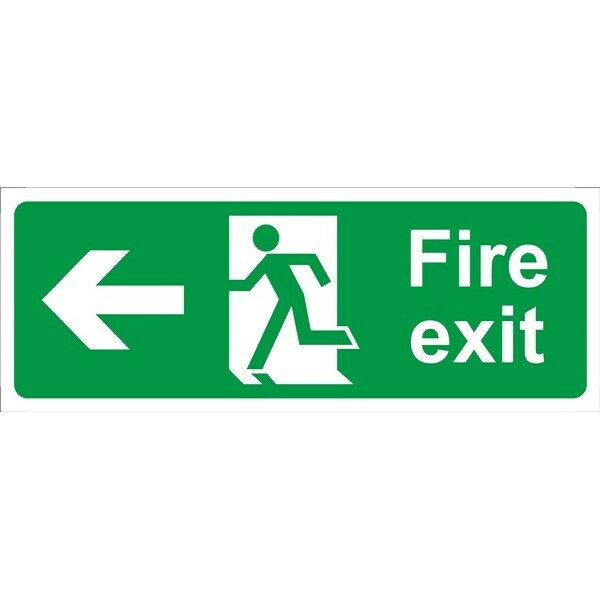 CASTLE PROMOTIONS Fire Exit Arrow Left - Rigid Polypropylene - 150mm x 400mm SS0