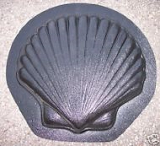 Shell stepping stone plastic mold 12" x 1" thick  plaster concrete mould