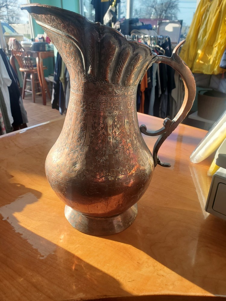 Vintage Middle Eastern Persian Copper Pitcher Rare