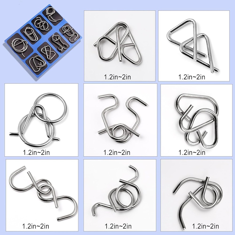 25 Challenging Brain Teaser IQ Test Iron Link Unlock Interlock Game with Organiz