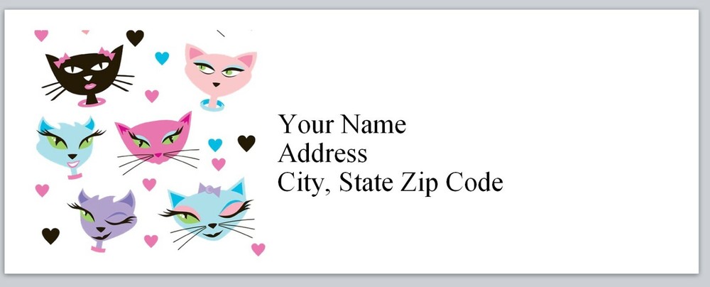 Personalized Address Labels Cute Cat Faces  (bx 199)