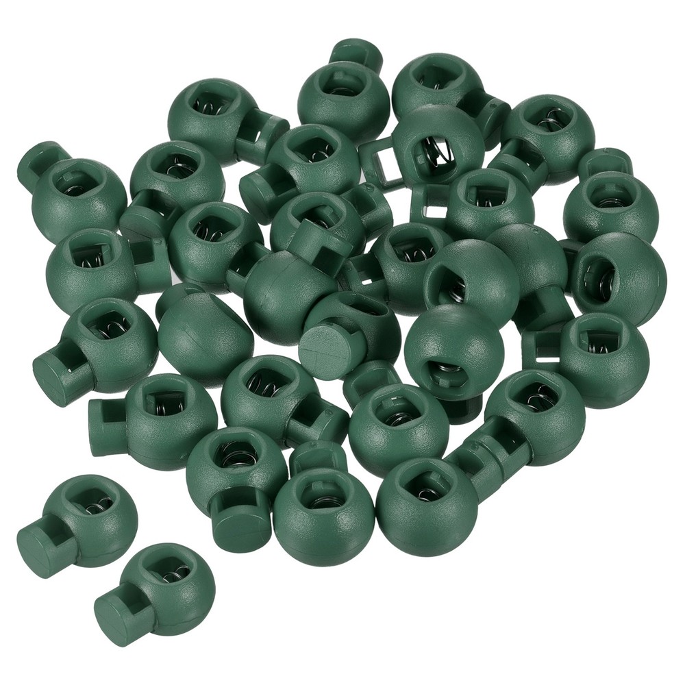 Cord Locks, 30 Pack Ball Spring Toggle Stopper, Dark Green