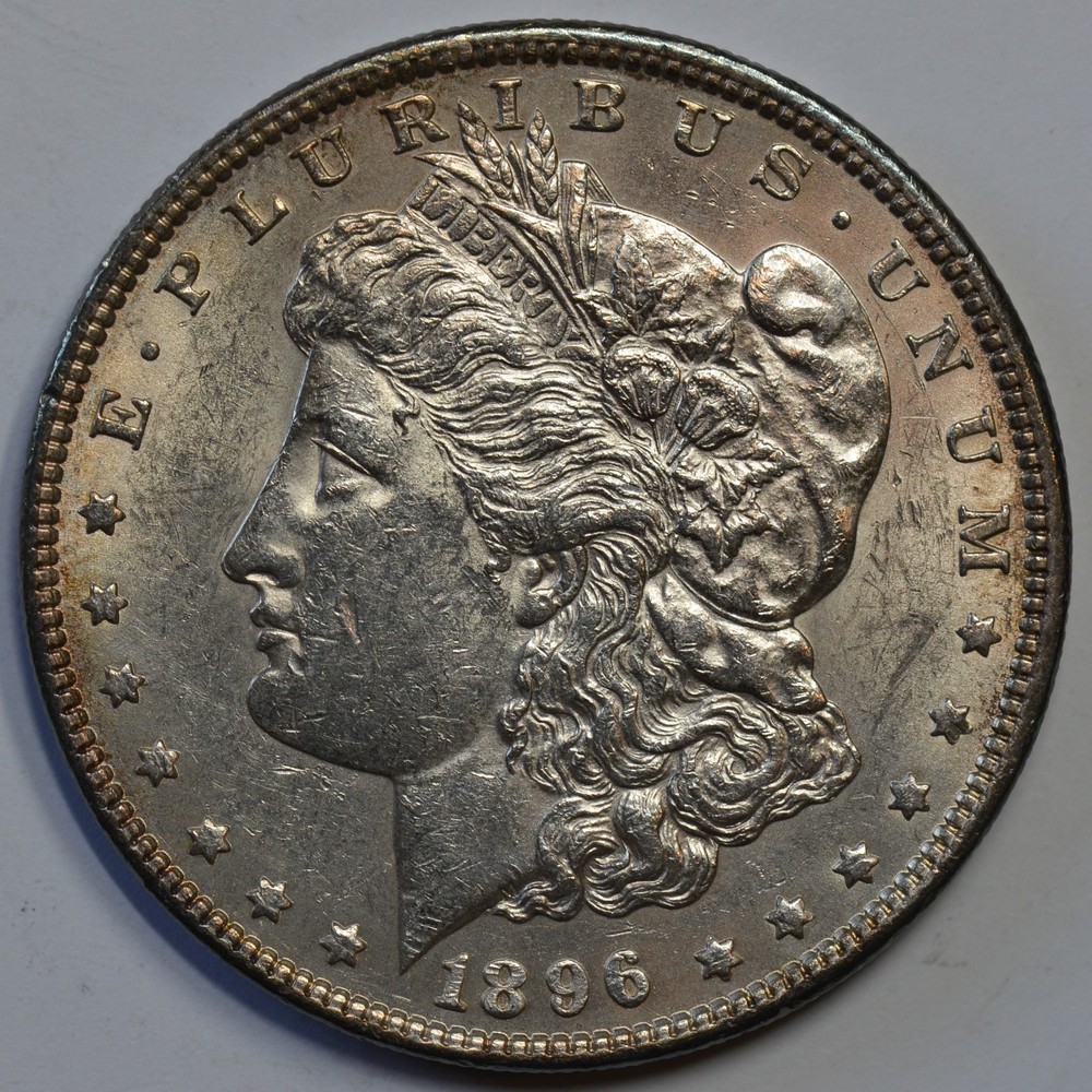 1896 Morgan Silver Dollar, Almost Uncirculated, Nice Luster, Slight Tone, C8259