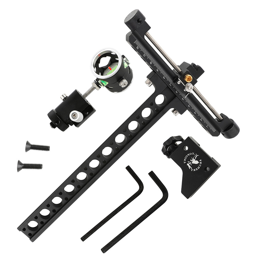 Compound Bow Sight Archery 4X lens 0.059" Fiber Optic Pin Micro Adjust Hunting