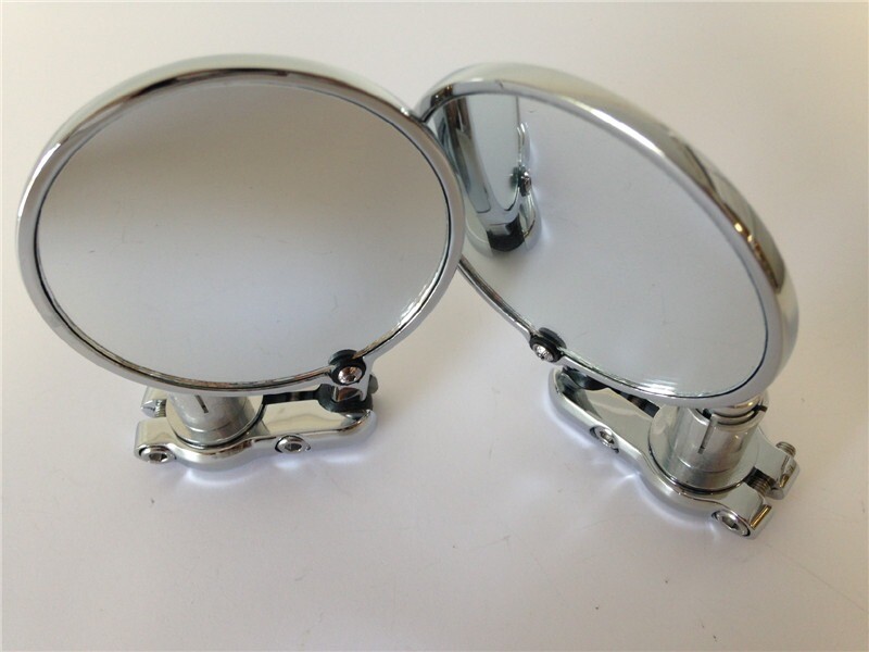 Pair Chrome Foldable Universal Motorcycle Round 7/8" Handle Bar End Side Mirrors