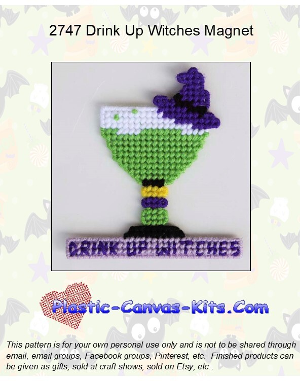 Drink Up Witches Magnet-Plastic Canvas Pattern or Kit
