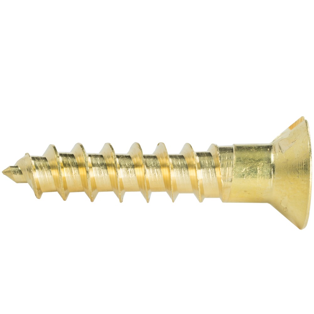 #3 x 1/2" Solid Brass Flat Head Wood Screws Slotted Drive Qty 100