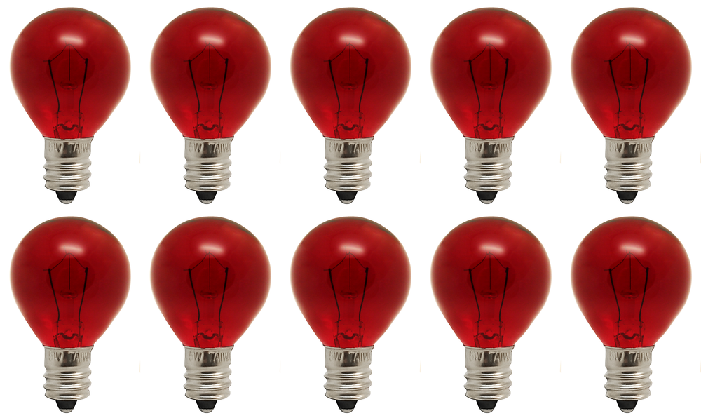 10 pack Red Bulb 5W, 24V, G9.5, Candelabra E12 Base, 5 Watt, 24 Volt, Decor