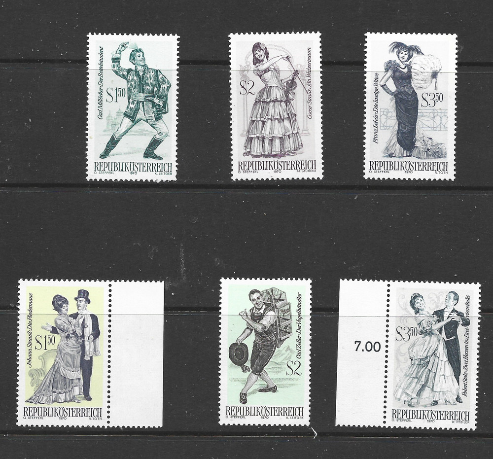 AUSTRIA -1970 Famous Operettas - 2 SETS MINT UNHINGED