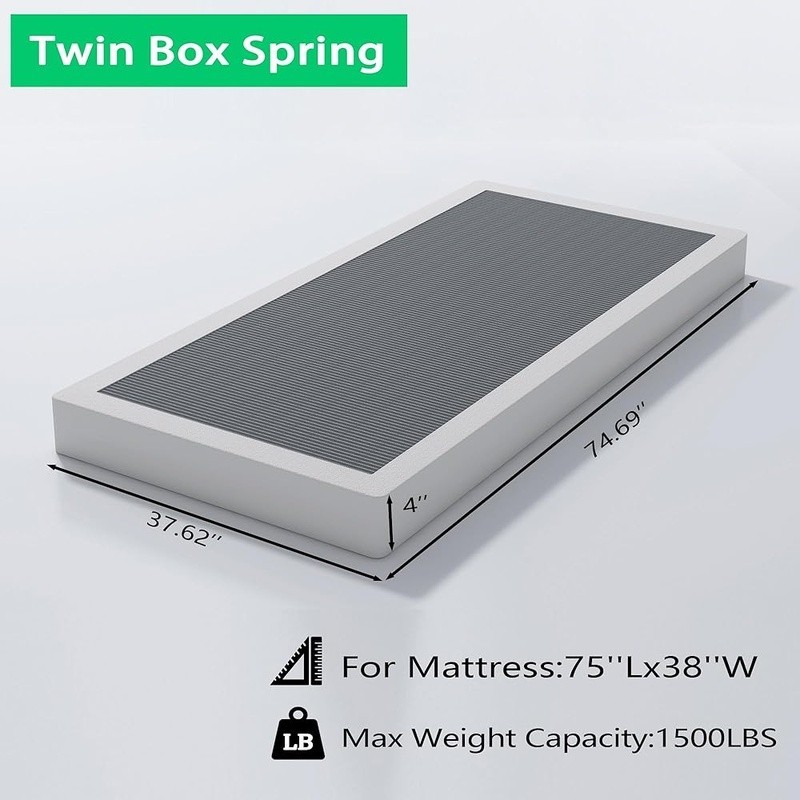 Sturdy Twin Box Spring Metal Foundation Easy Assembly Durable Squeak Resistant