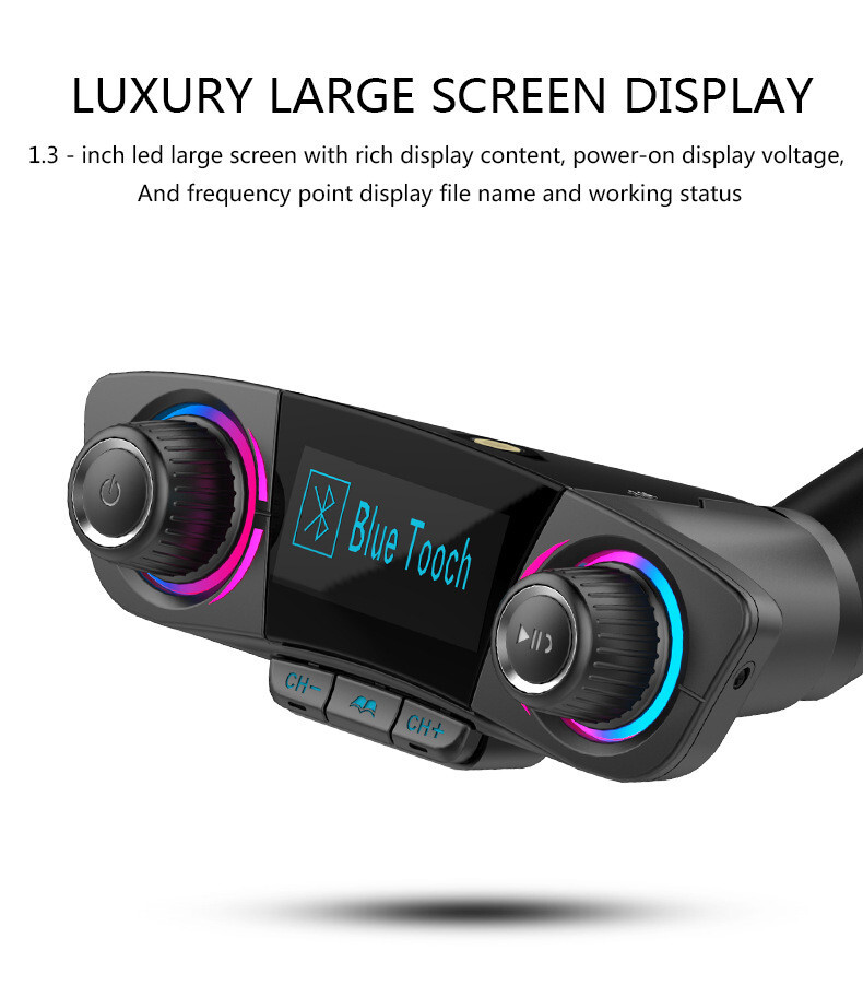 Dual USB Car Audio MP3 Player FM Transmitter Aux Charge Modulator Bluetooth 4.0