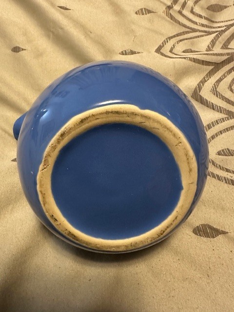 Vintage Solid Blue Rounded Pitcher Good Condition
