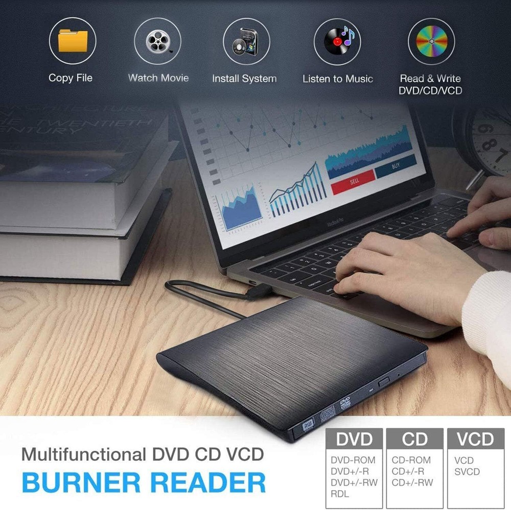 Drive Disc Player External DVD Burner CD Writer Laptop Desktop USB 3.0 Slim